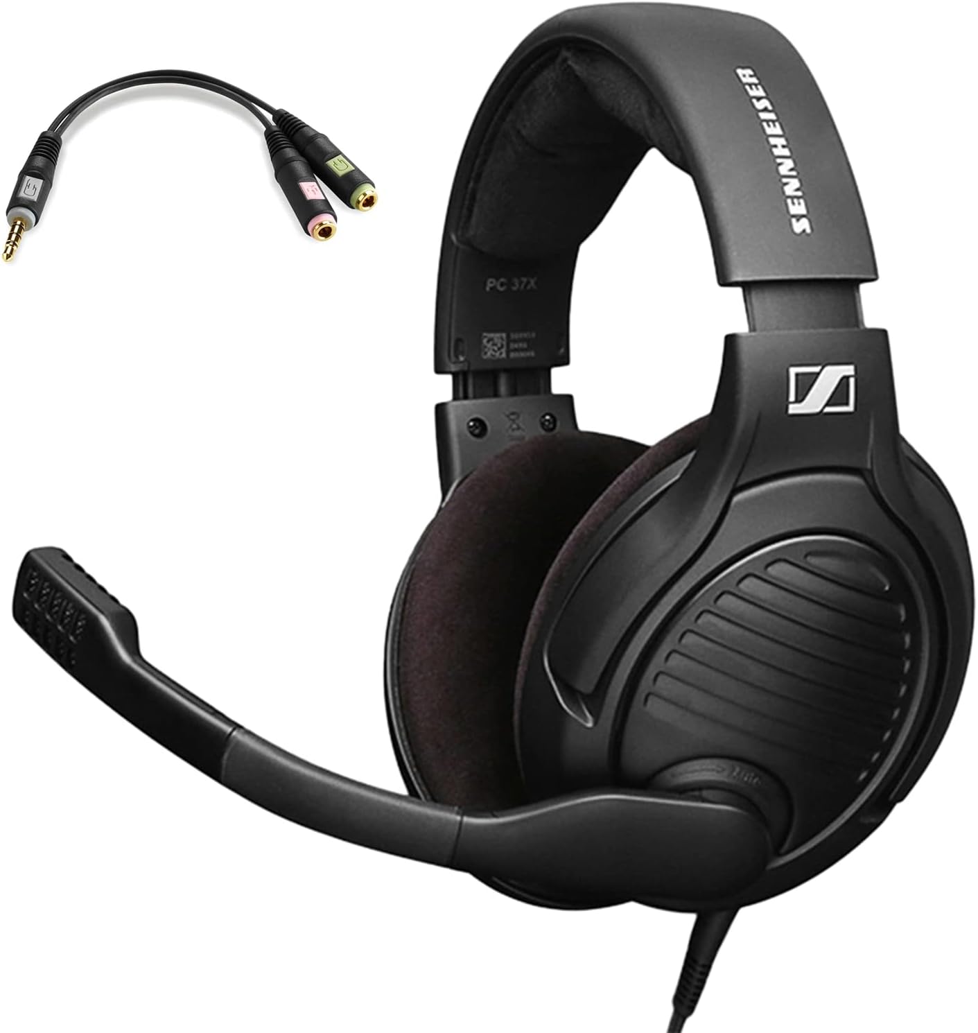 Massdrop x Sennheiser PC37X Gaming Headset — Noise-Cancelling Microphone with Over-Ear Open-Back Design, 10 ft Detachable Cable, and Velour Earpads,Black