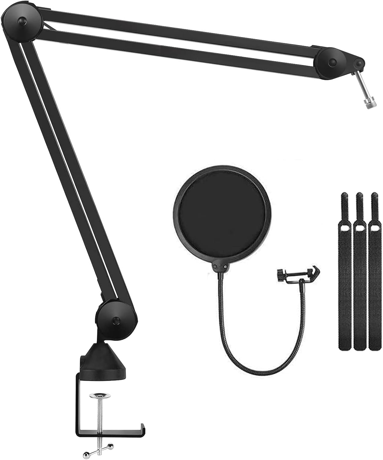 Microphone Arm Stand,Luling Arts Mic Arm Stand Desk Adjustable Suspension Boom Scissor Arm,Upgraded Heavy Duty Mic Stand with Adapter,Pop Filter for Blue Yeti and Blue Snowball Ice Pack of 2