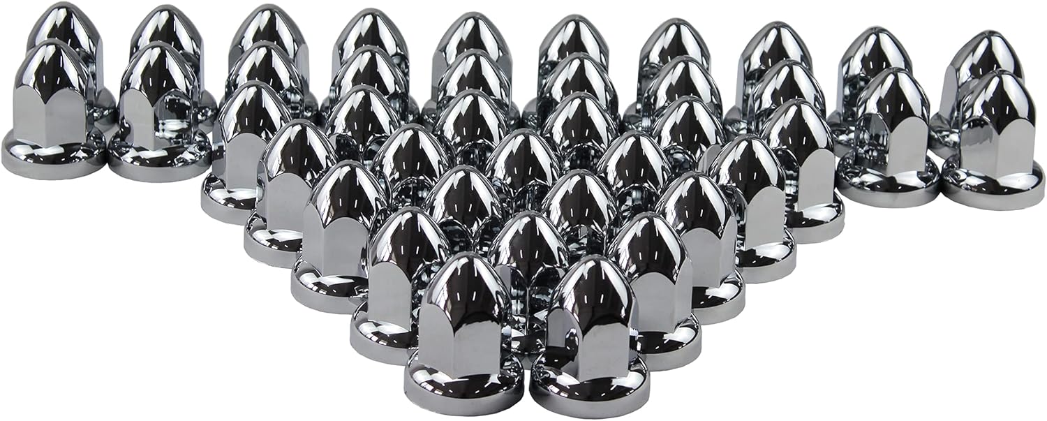 MRJLK 33mm Chrome ABS Plastic Push-on Bullet Flanged Lug Nut Covers Pack of 40 Pack of 2