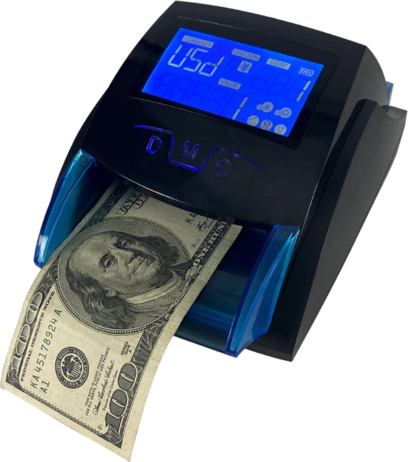 Counterfeit Bill Detector,Fake Money Checker,Portable UV(Ultraviolet), MG(Magnetic), IR(Infrared), Paper Quality and Size. Multicurrency Reads Euro and USD Banknotes MAZEBLITZ