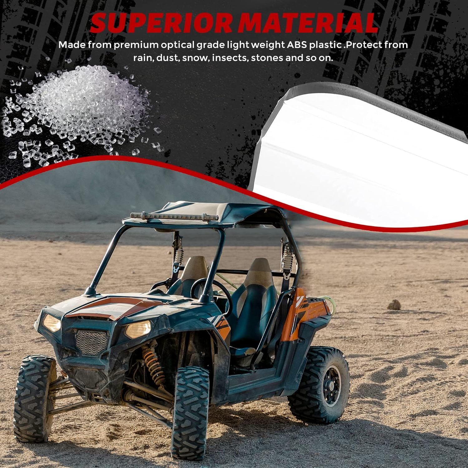 HECASA Scratch Resistant Flip Windshield Compatible with 2015+ Polaris Ranger 1000 / XP 1000 Front 2-in-1 Fold Down Clear Windscreen (See Fitment)