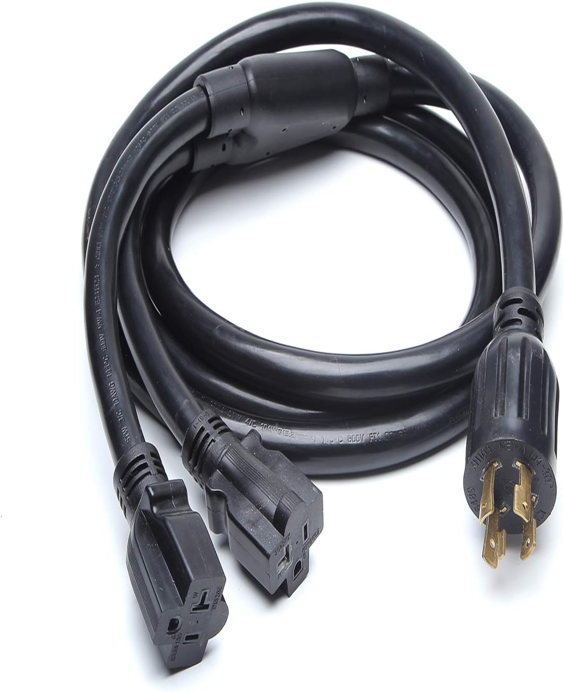 Ceptics GN-CD-1-50 GN-CD-2-50 L14-30P to NEMA 5-15/20R Generator Distribution Power Cord (50' Feet, Switch Breaker) -Industrial Grade, Heavy Duty (5 Year Warranty), 50, Orange, Ft