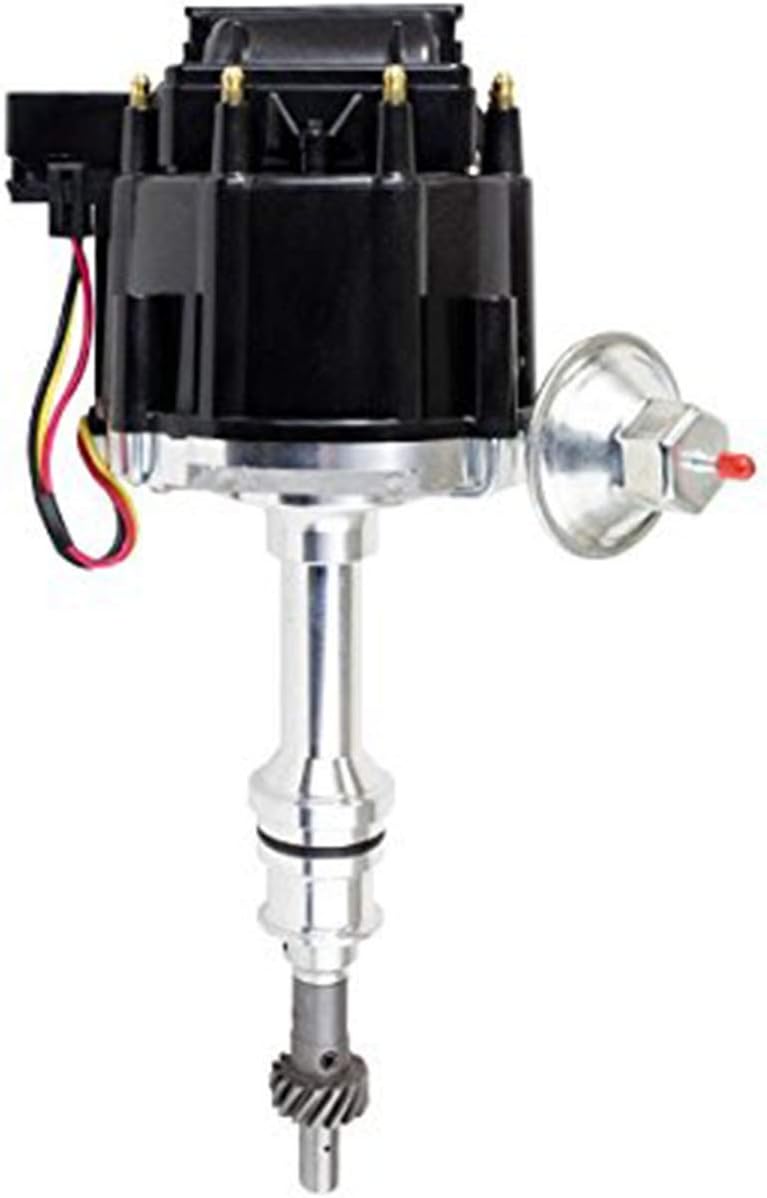 A-Team Performance - 65K Coil Complete HEI Distributor, Spark Plug Wires, and Pigtail Harness 3 in 1 Kit — - Compatible with Ford 351W WINDSOR 7500 RPM 351W — One Wire Installation Blue Cap