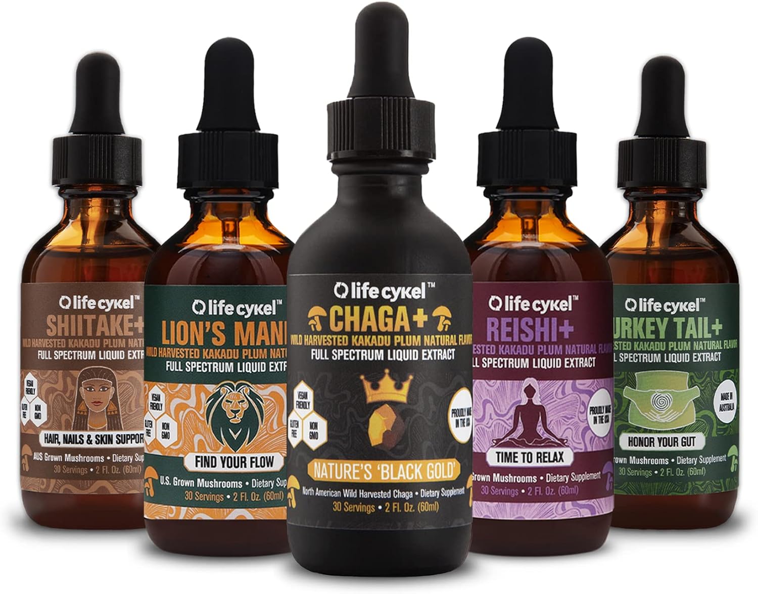 Life Cykel Mushroom Extract Set - Shiitake 100% Organic Mushrooms, Made in The US(Packaging May Vary) (Biohacker Set)