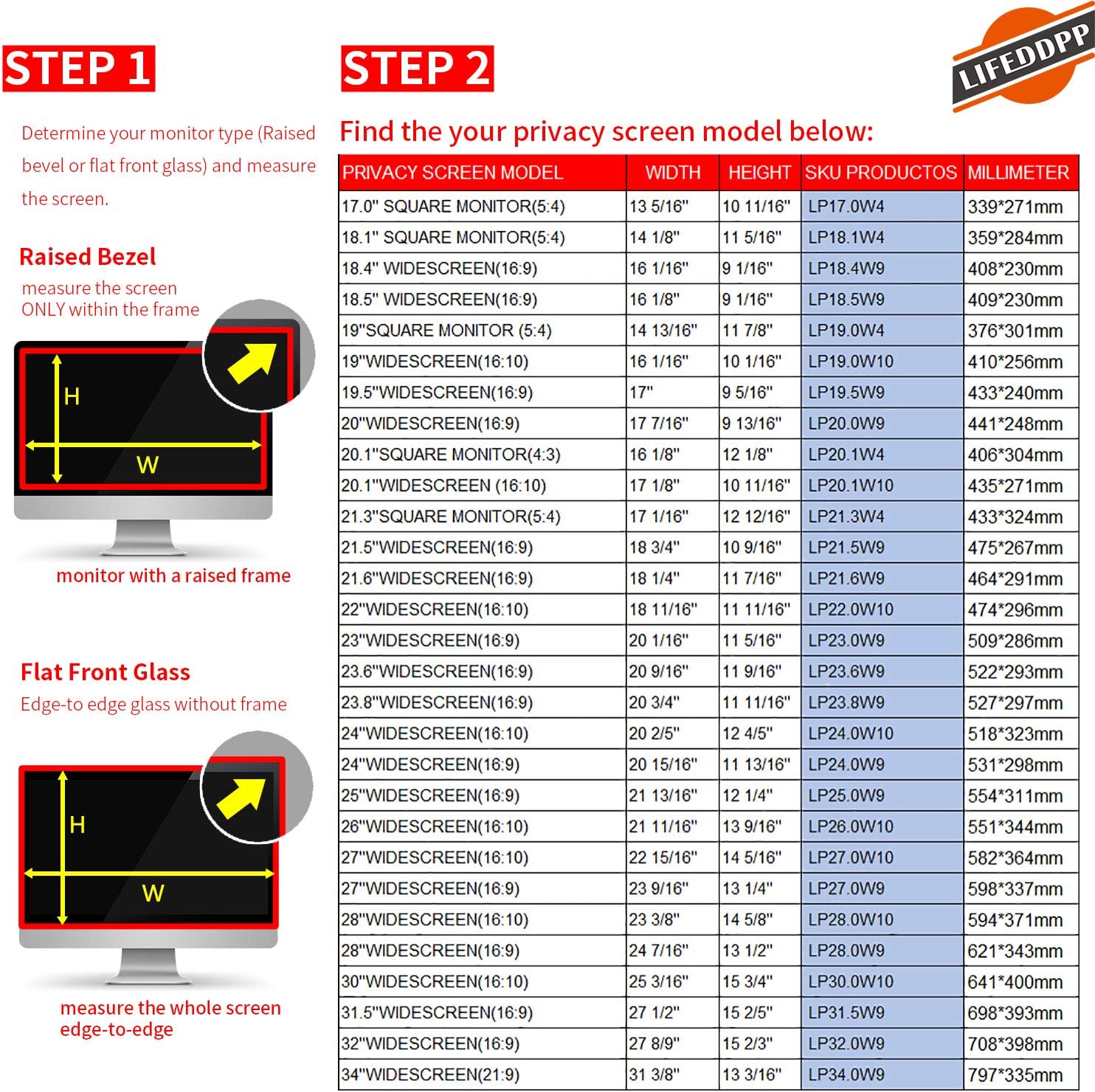 23.8 Inch Computer Privacy Screen Filter for Widescreen Monitor with 16:9 Aspect Ratio, Anti-Glare, Blocks 96% UV, Anti-Scratch Protector Pack of 2
