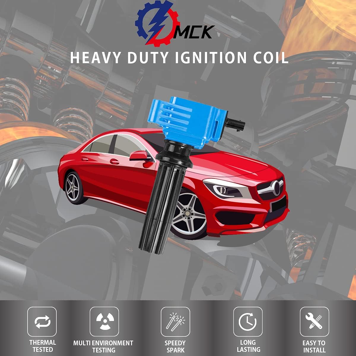 MCK 4pcs Racing Ignition Coil Pack Compatible With Lincoln Ford Mustang Explorer Focus Edge Escape Fusion Taurus MKZ 2012 2013 2014 2015 2016 2017 2018 2019 2.3L 2.0L 1.2L 2.3 2.0 1.2 UF670