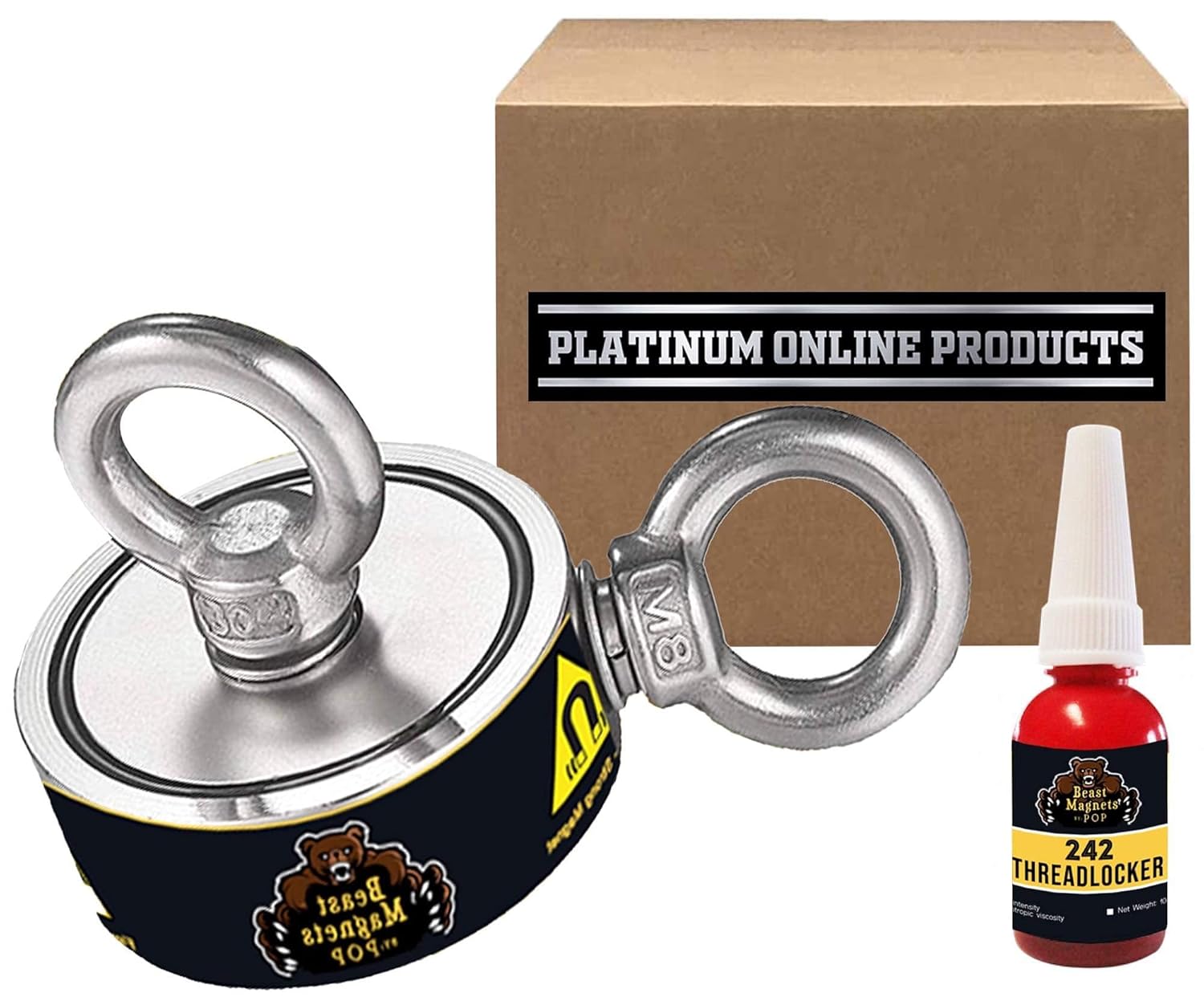 2000LBs Pulling Force, Fishing Magnet with Threadlocker – Double Sided Fishing Magnet, for Magnet Fishing – Strong Neodymium Magnet – 3.70” Diameter by Platinum Online Products Pack of 2