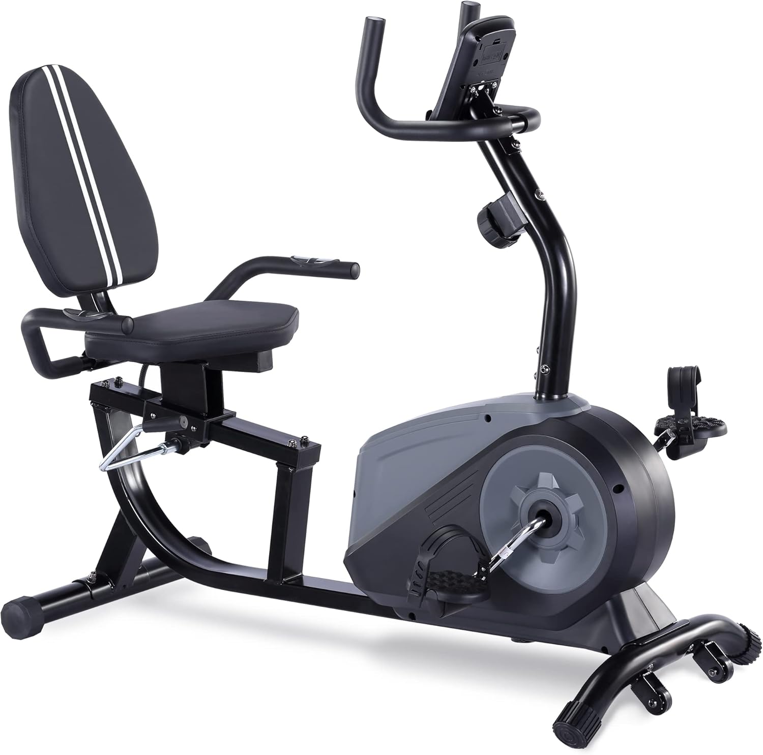 Recumbent Exercise Bike with Bluetooth Connectivity, 8 Levels Magnetic Resistance and Pulse Rate Monitor for Seniors, Indoor Stationary Bike for Home Use, 350 LB Weight Capacity