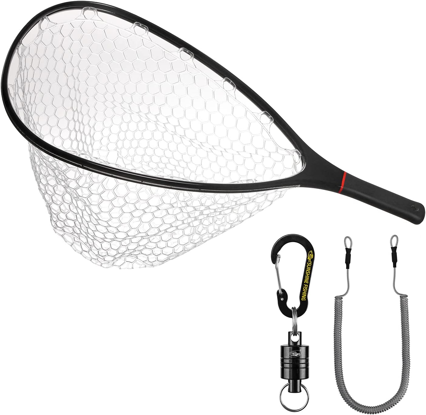 SF Fly Fishing Stealth Carbon Fiber Landing Net Soft Silicone Rubber Mesh Trout Catch Pack of 2
