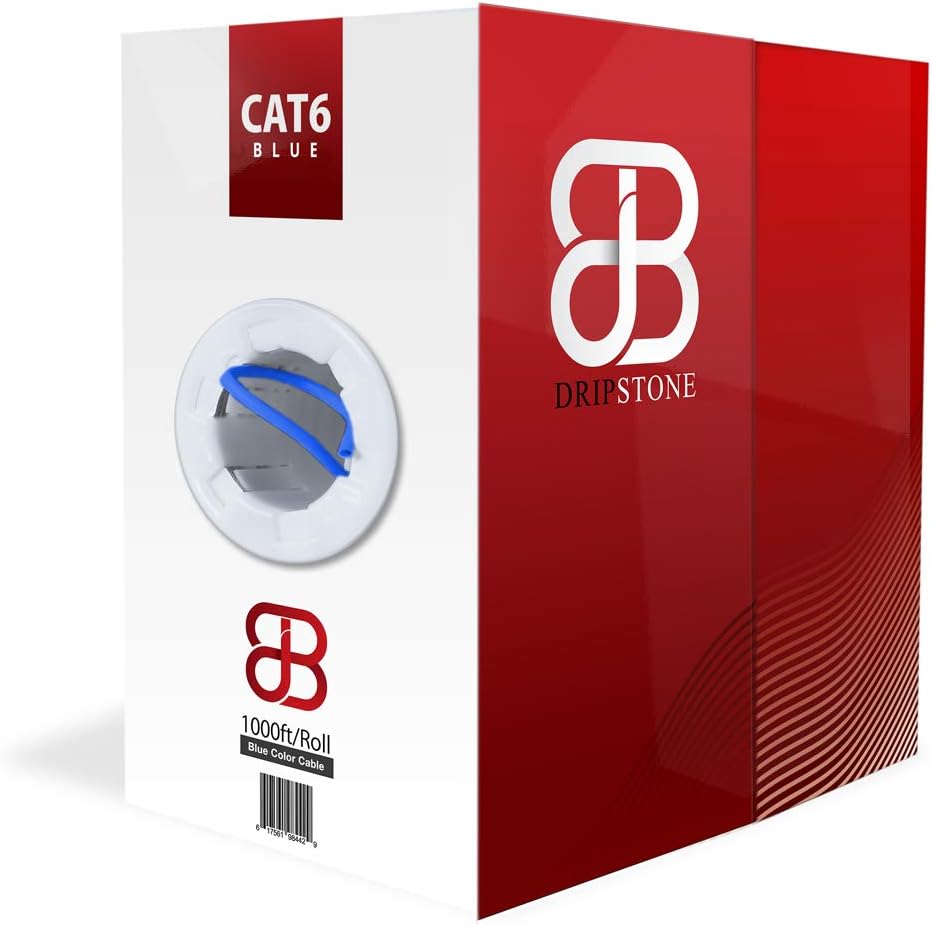 DRIPSTONE - 600006 CAT6 Solid UTP Cable 23AWG 1000ft LAN Network Ethernet RJ45 Wire, Green (600121)