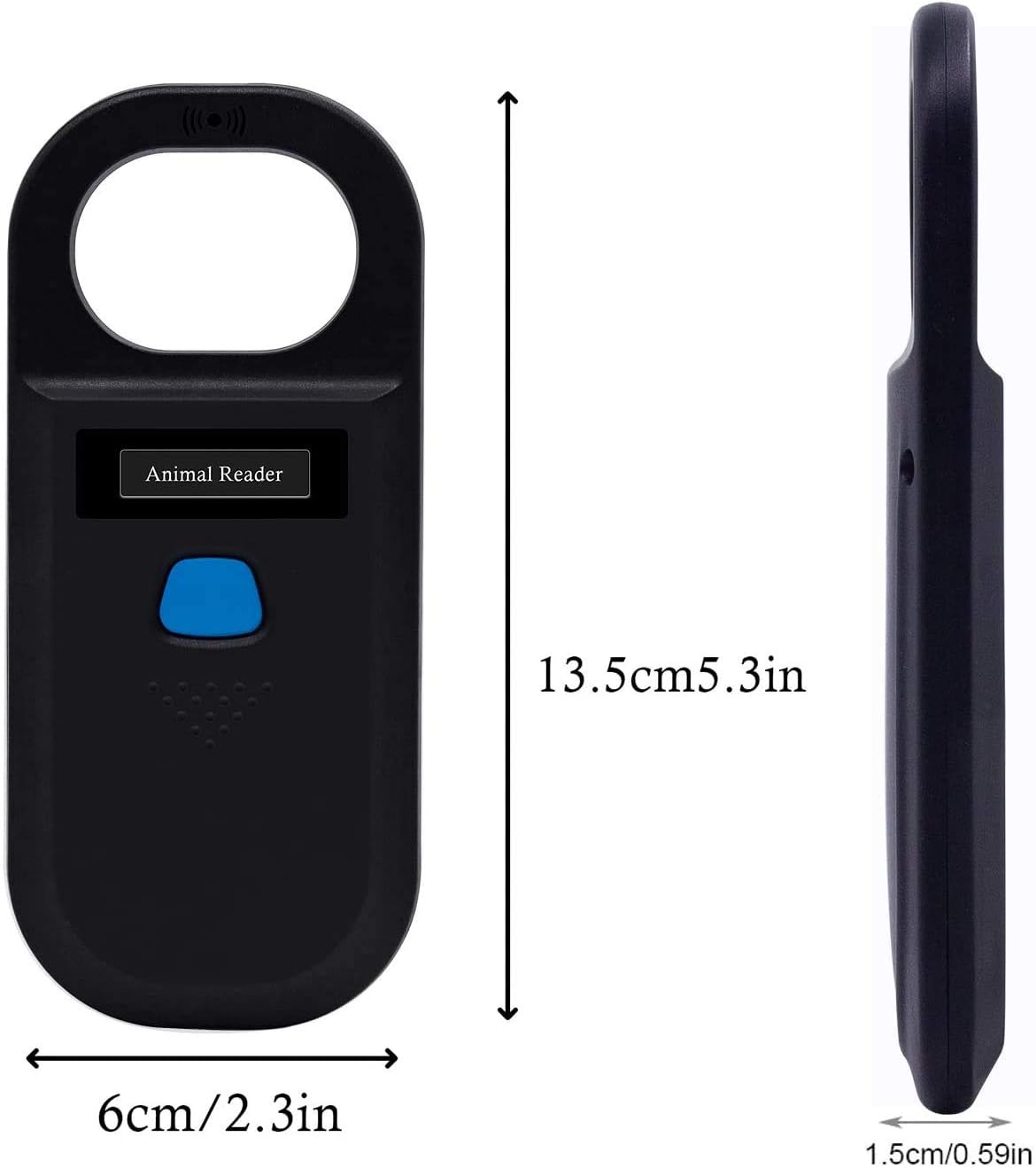 Alacrity Pet Microchip Scanner Handheld Animal Chip Reader 134.2kHz/125Hz Pet ID Scanner Portable RFID Reader Supports for ISO 11784/11785, FDX-B and ID64 RFID,Black Pack of 2