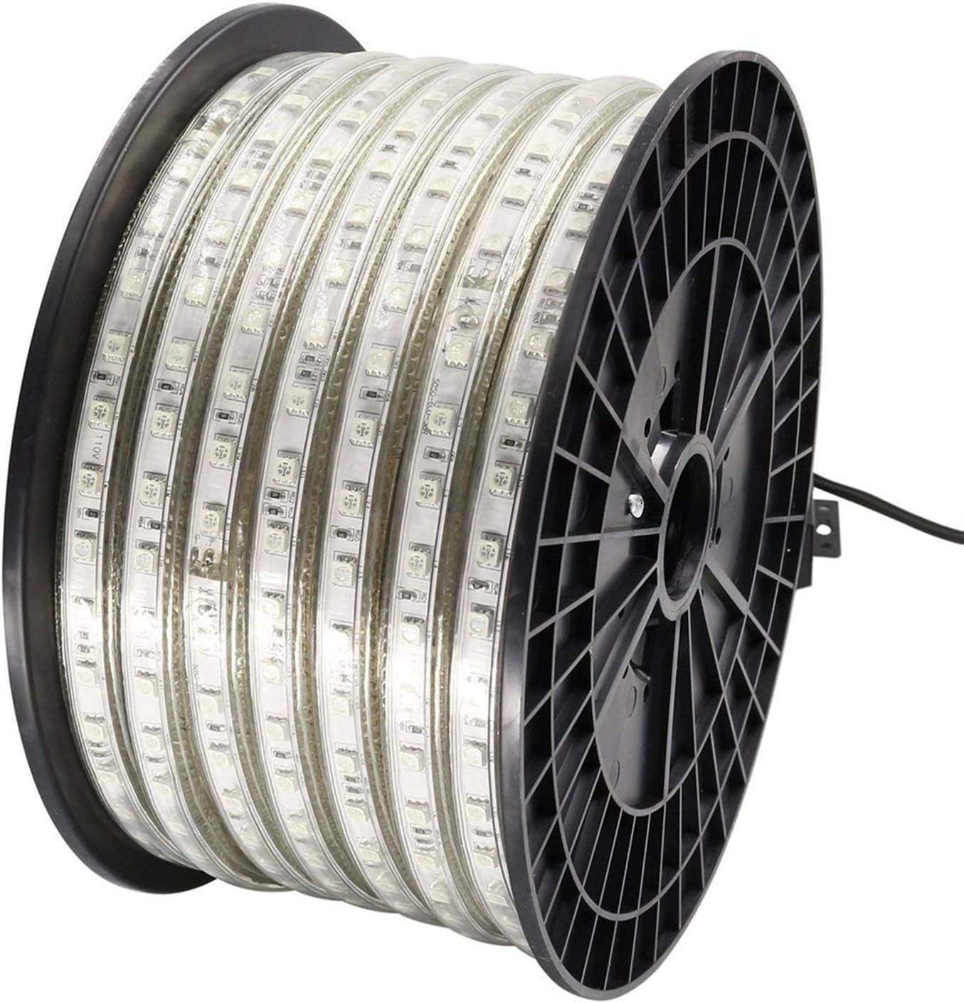 KERTME 5050-60 Type AC 110-120V RGB LED Strip Lights, Flexible/Waterproof/Dimmable/Multi-Colors/Multi-Modes LED Rope Light + 24 Keys Remote for Home/Garden/Building Decoration (164ft/50m, RGB)