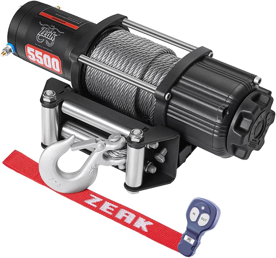 ZEAK Advanced 5500 lb. Electric Winch Off Road Automatic Powersports Winch, ATV Utility, Gavanized Steel Rope, with Mount, Remote