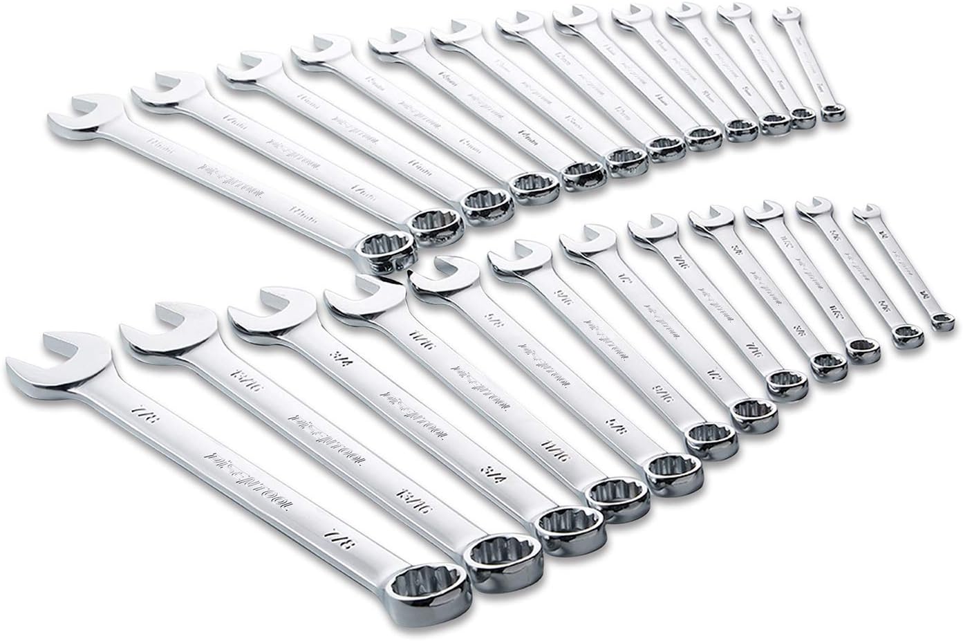 Combination Wrench Set with Tool Roll,24-Piece,Disen 12 point Combination Wrench, 7-18mm and 1/4-7/8