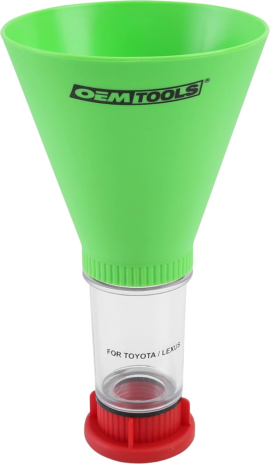 OEMTOOLS 87024 Oil Funnel for Toyota, Lexus, VW, and Mercedes Vehicles | No-Spill Design – Funnel Screws Directly into Filler Neck | Save Time on Your Next Oil Change |Hard-to-Miss Green Color Pack of 2