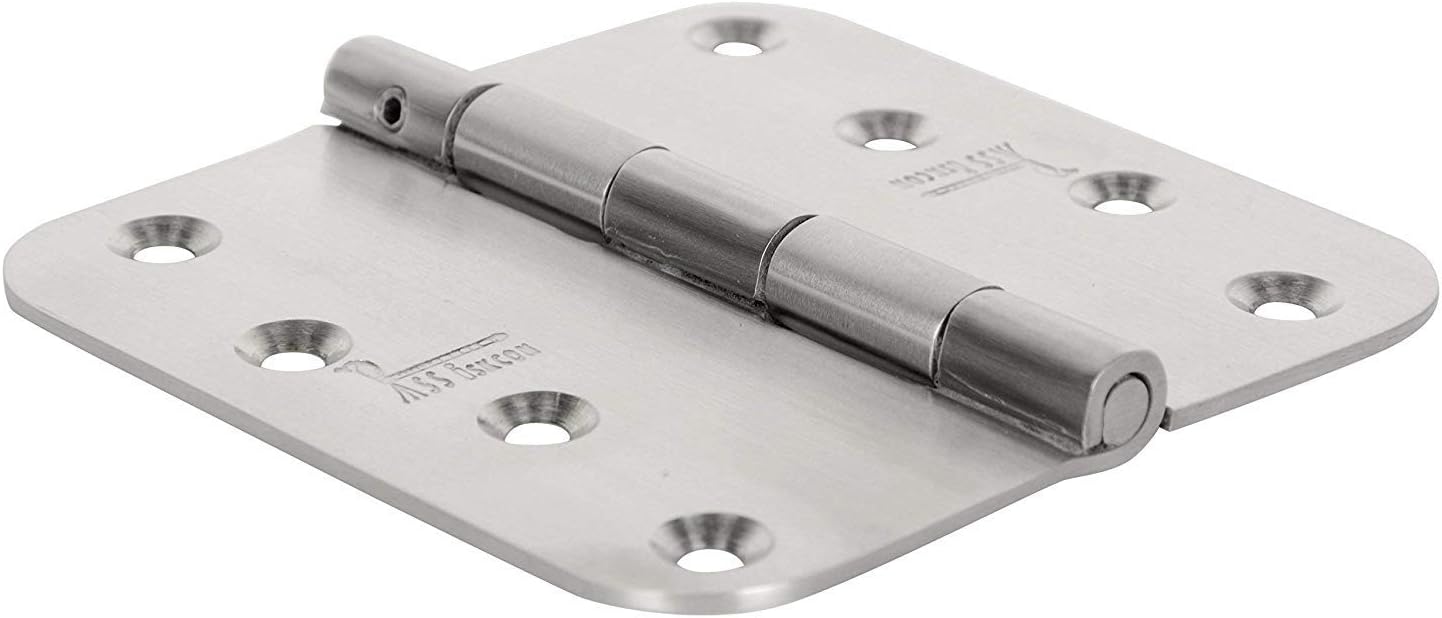 s siskcon 4inch Stainless Steel Hinge with Removable Pin 4''x 4'' Satin Finish Hgs-404025Rb-Sb-32D 5 8 Radius Heavy Duty (3 Hinges with 24 Screws) Reversible Technic - Pack of 1 Pack of 2