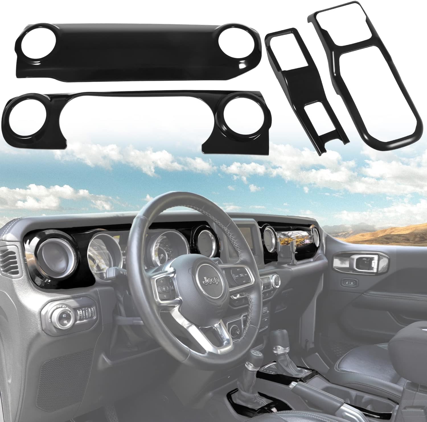 Bonbo Interior Accessories Center Console Panel Dashboard Trim & Gear Shift Panel Cover for Jeep Wrangler JL JLU Sports Sahara Freedom Rubicon Unlimited Gladiator JT 2018-2022 4PCS (Purple) Pack of 2