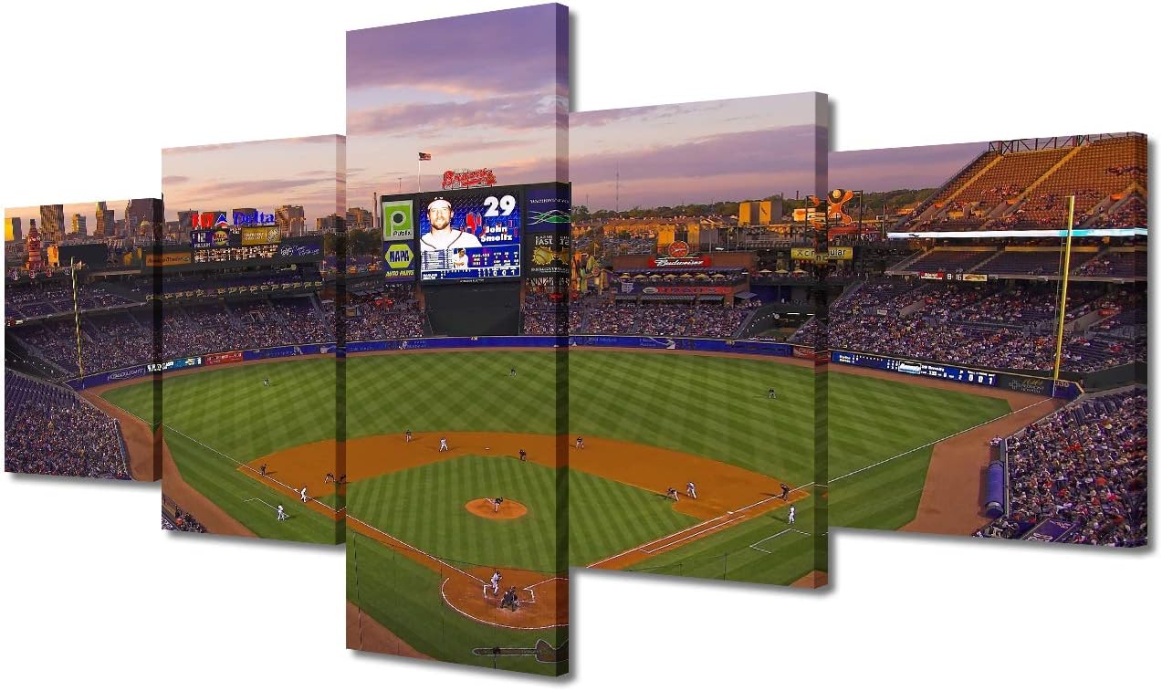 TUMOVO 5 Pieces Canvas Art Wall Decor Baseball Stadium House Decorations New York Baseball Field Pictures Paitings - Modern Artwork Ballpark Posters and Prints Stretched Ready to Hang - 50