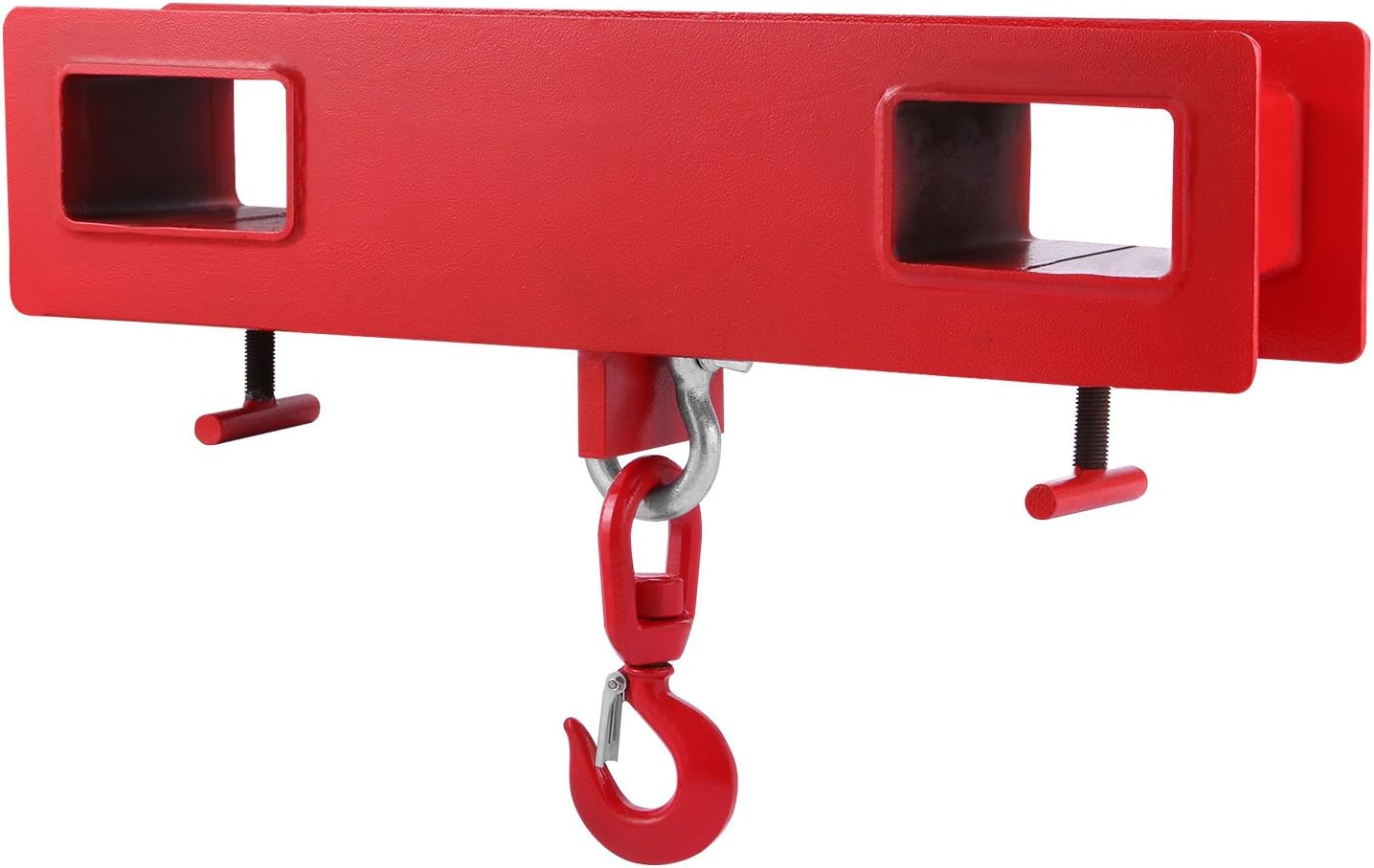 Mophorn Forklift Lifting Hook, 4400lbs Capacity Forklift Lifting Hoist, Red Forklift Mobile Crane with Swivel Hook and Two Large T-Screws, Hook Forklift Lifting Hoist, Fork Lifting Attachment