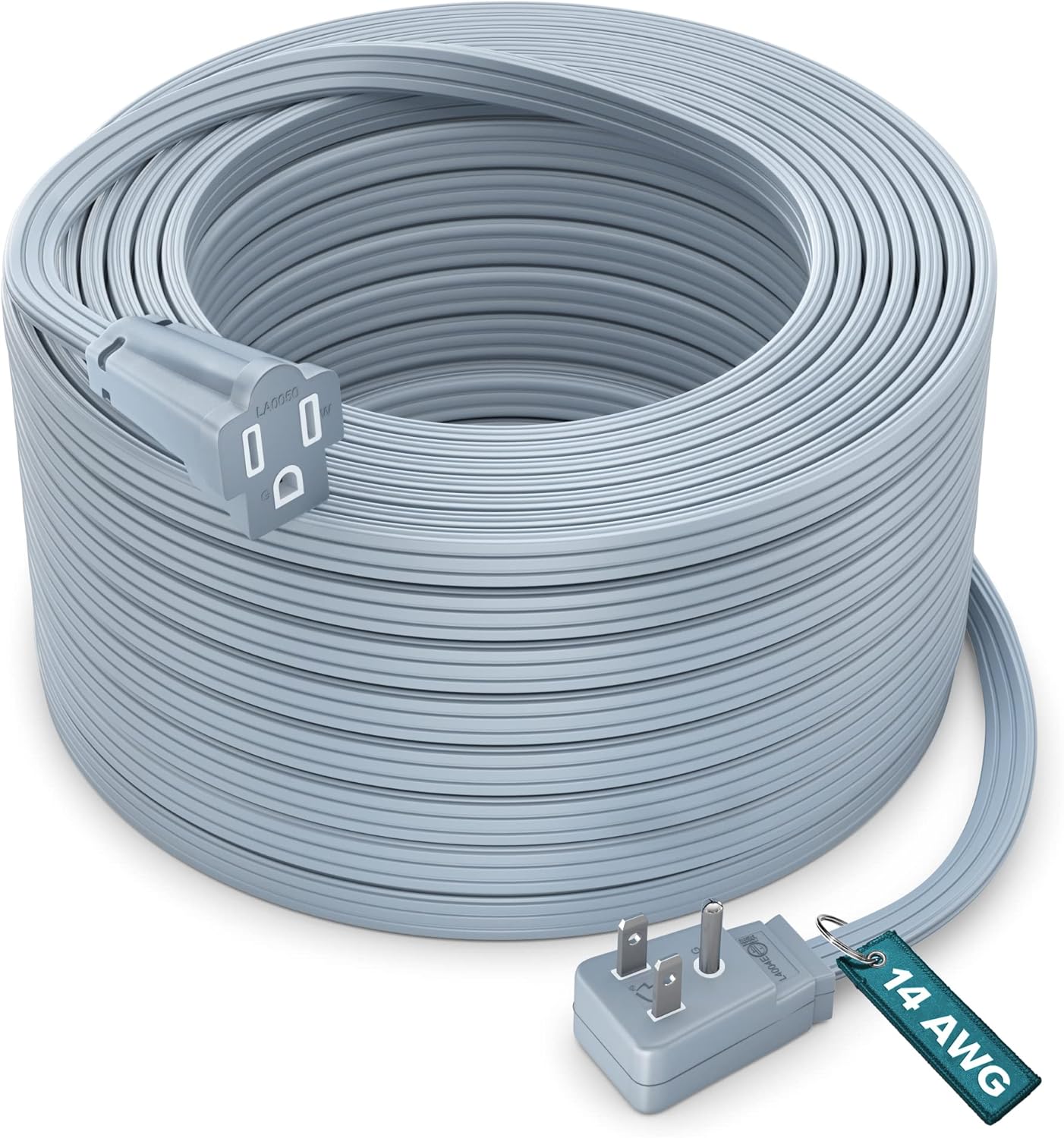 Heavy Duty Extension Cord, (50ft) for Air Conditions and Major Appliances, Flat Plug, 14 Gauge Extension Cord ETL Listed Pack of 2