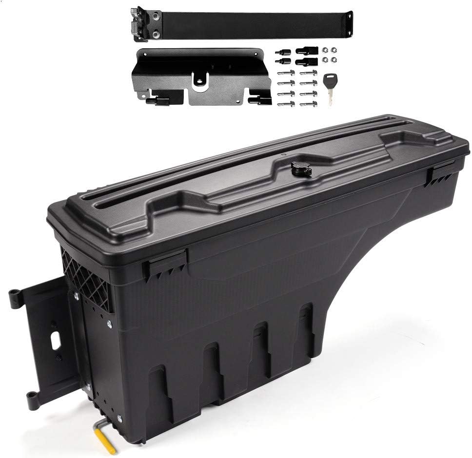 PIT66 Storage Box, Compatible with 07-18 GMC Sierra 1500 2500 3500/07-18 Chevy Silverado 1500 2500 3500/19 Silverado 1500 & Sierra Legacy / Limited Only Rear Passenger+Driver Case ToolBox