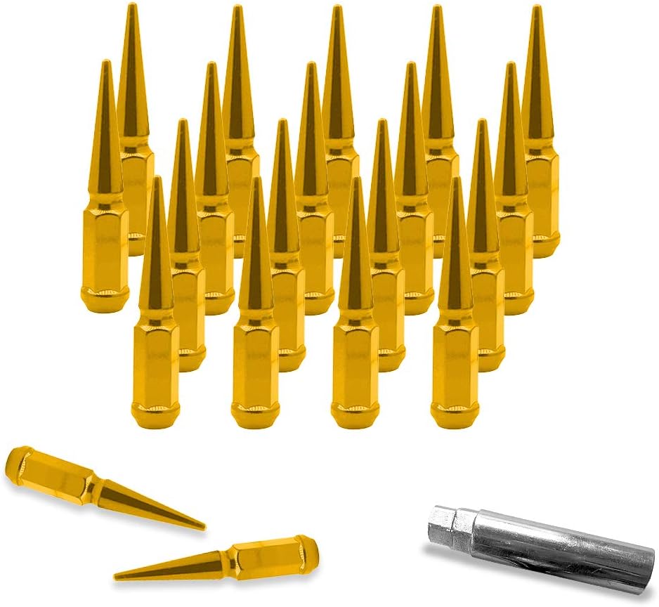 CA Supplies 20PCs 9/16-18 Spike Purple Solid Steel Lug Nuts 4.5 INCHES Tall with Key Pack of 2