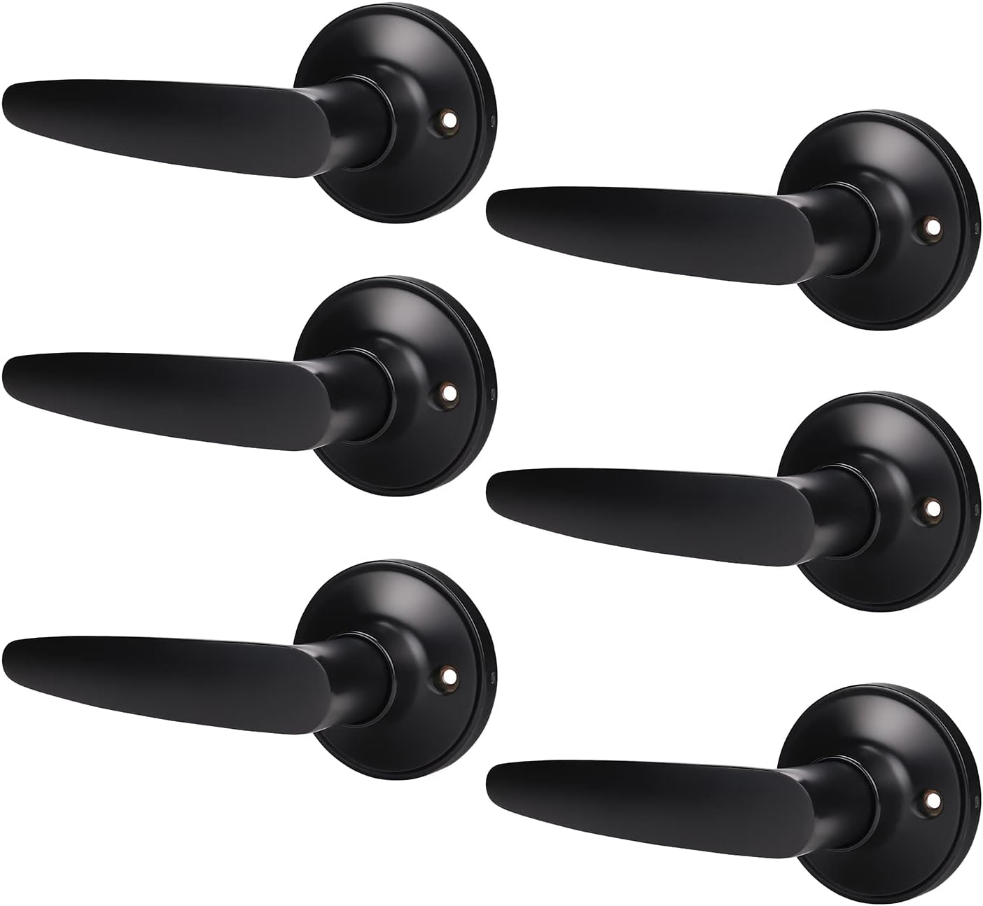 KNOBWELL 5 Pack Front Entry Door Handle Lock Set with Double Keyed Deadbolt, Matte Black Door Handle Lockset,Keyed Alike Reversible for Right and Left Side