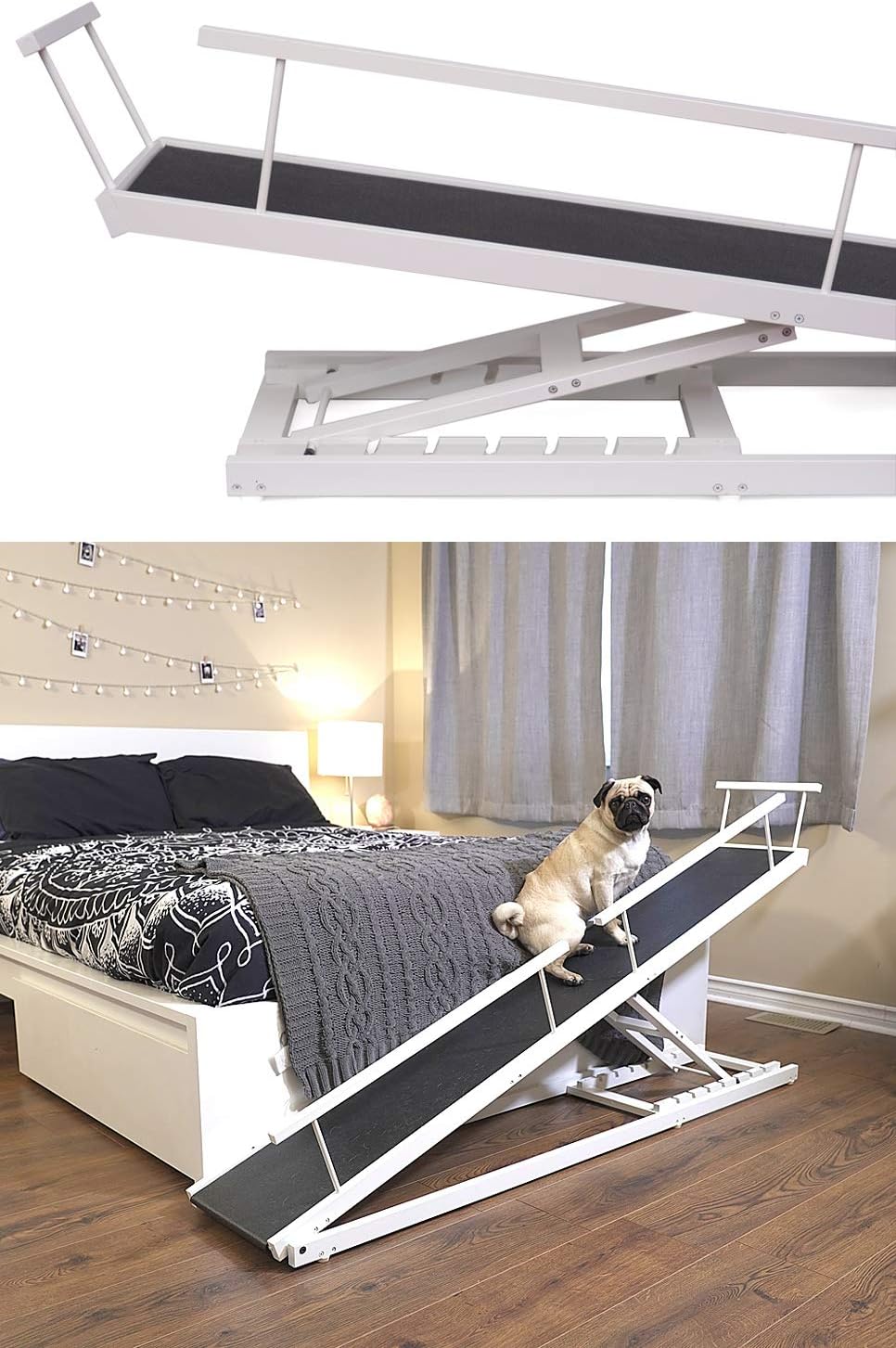 DoggoRamps Dog Ramp for Beds - Solid Hardwood with 5 Finish Options - Adjustable up to 37