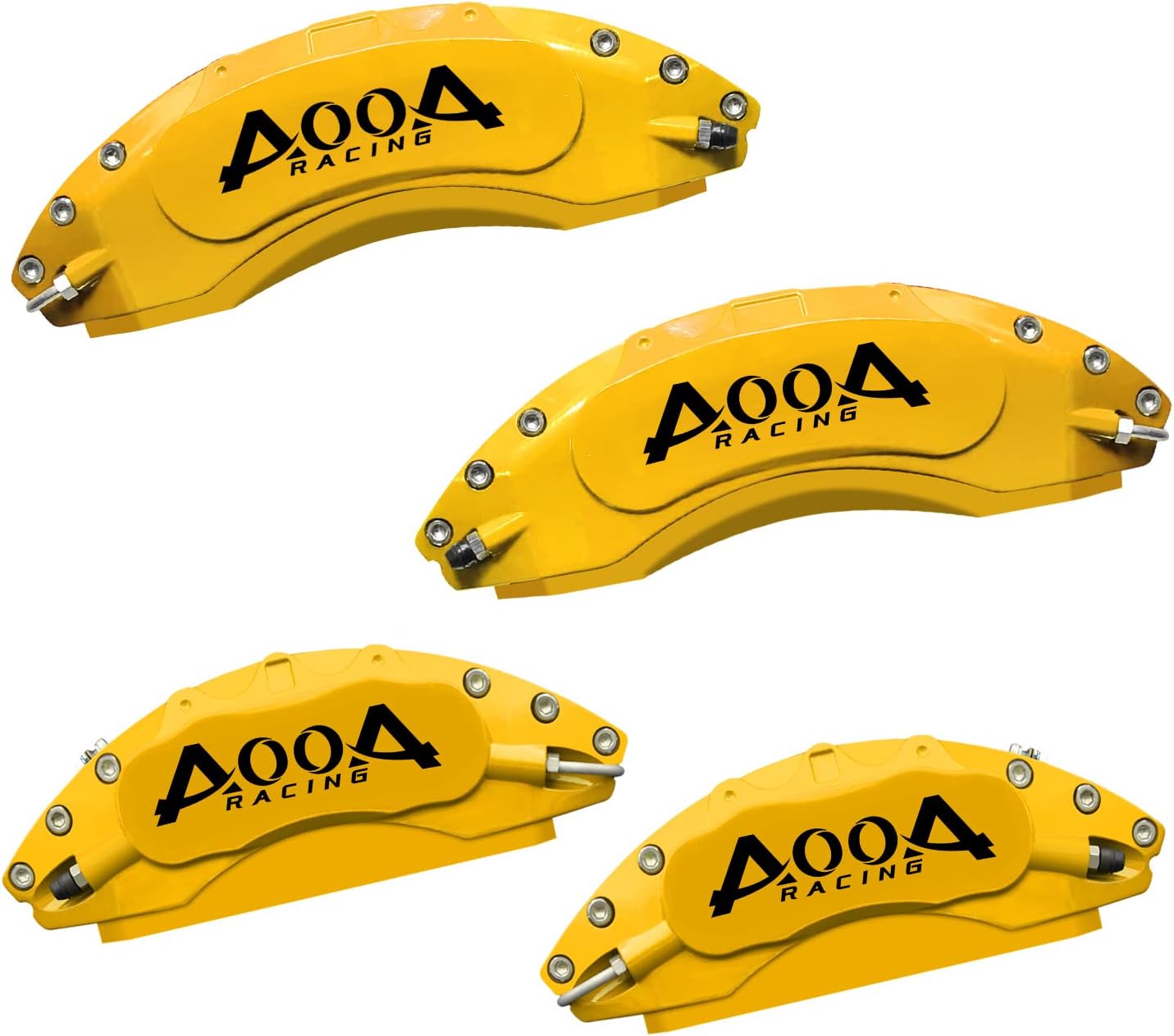 AOOA Brake Disc Red with White Character Caliper Cover Powder Coating Fits Chevrolet Silverado 2007-2018(set of 4)