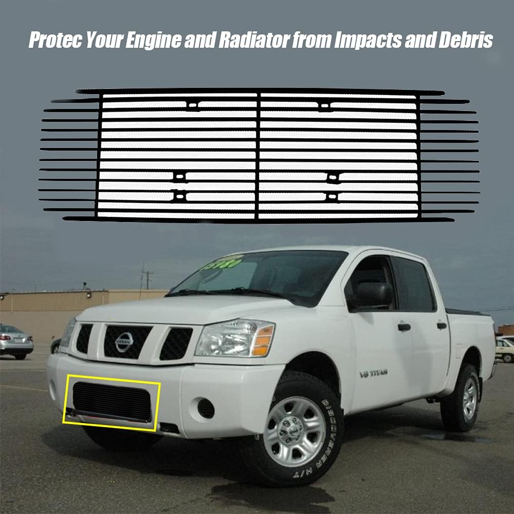 Titan Front Grille Bumper Grille Black Powder Coated Billet Grille Compatible with 2004-2015 Titan/2004-2007 Armada Pack of 2