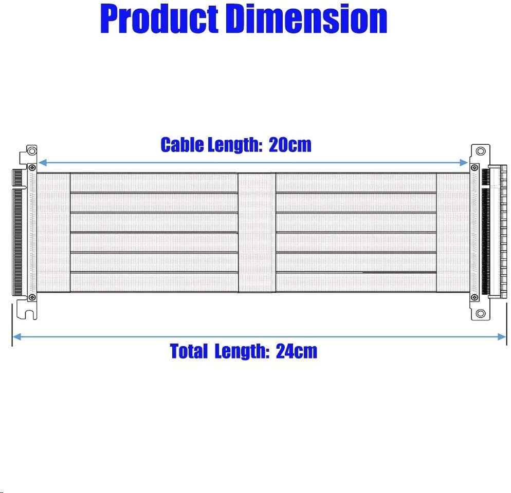 Pcie Extension Cable Pcie x16 Extension Cable PCIE Express3.0 16X Extension Cable pcie Riser (pcie 16X 180 Degree Cable 20cm) Pack of 2