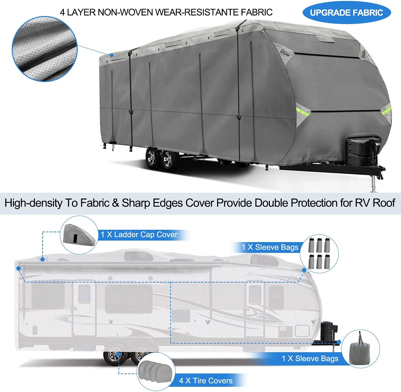 Upgraded Travel Trailer RV Cover for 20