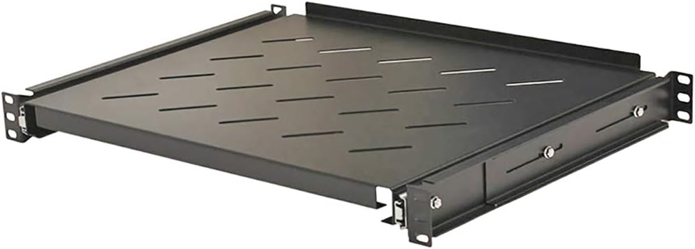 NavePoint Sliding Rack Vented Server Shelf 1U 19 Inch 4 Post Rack Mount 13.75 Inches (350mm) Deep Set of 2 Black