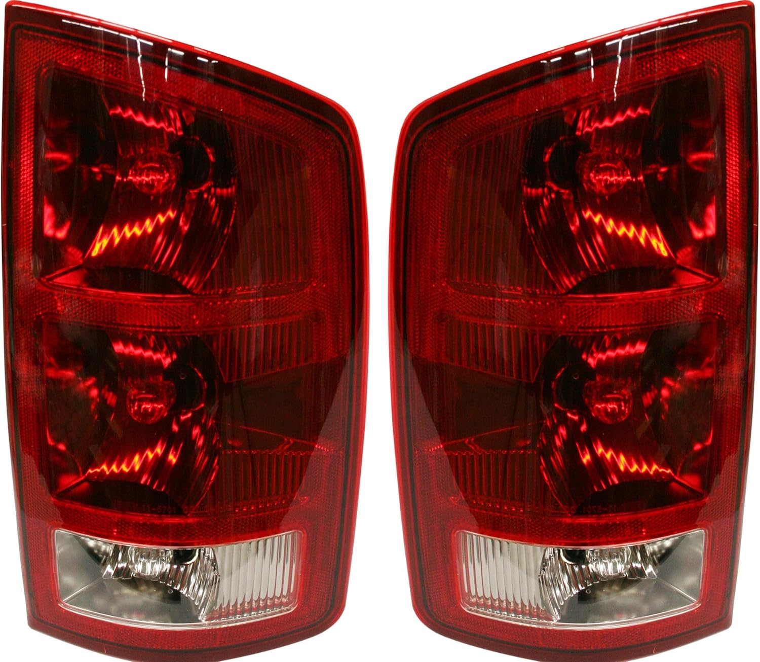 Evan-Fischer Tail Light Assembly Compatible with 2002-2006 Dodge Ram 1500/2003-2006 Dodge Ram 2500 3500 Halogen Clear & Red Lens With circuit board Set of 2 Passenger and Driver Side Pack of 2