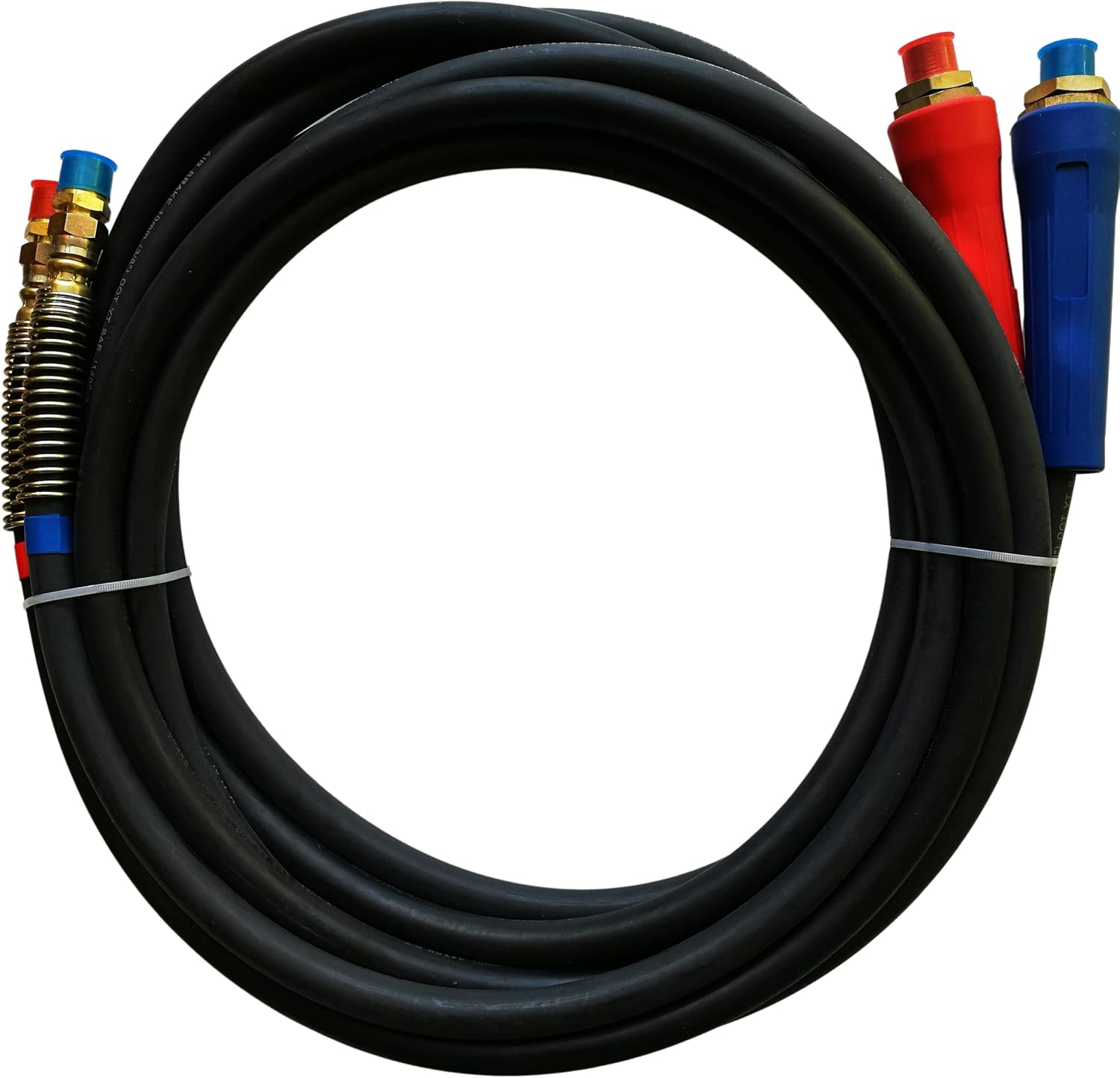 Trackon Parts 15 Ft. Rubber Air Line Hose Assemblies, One Pair with Red & Blue Grips and 1/2