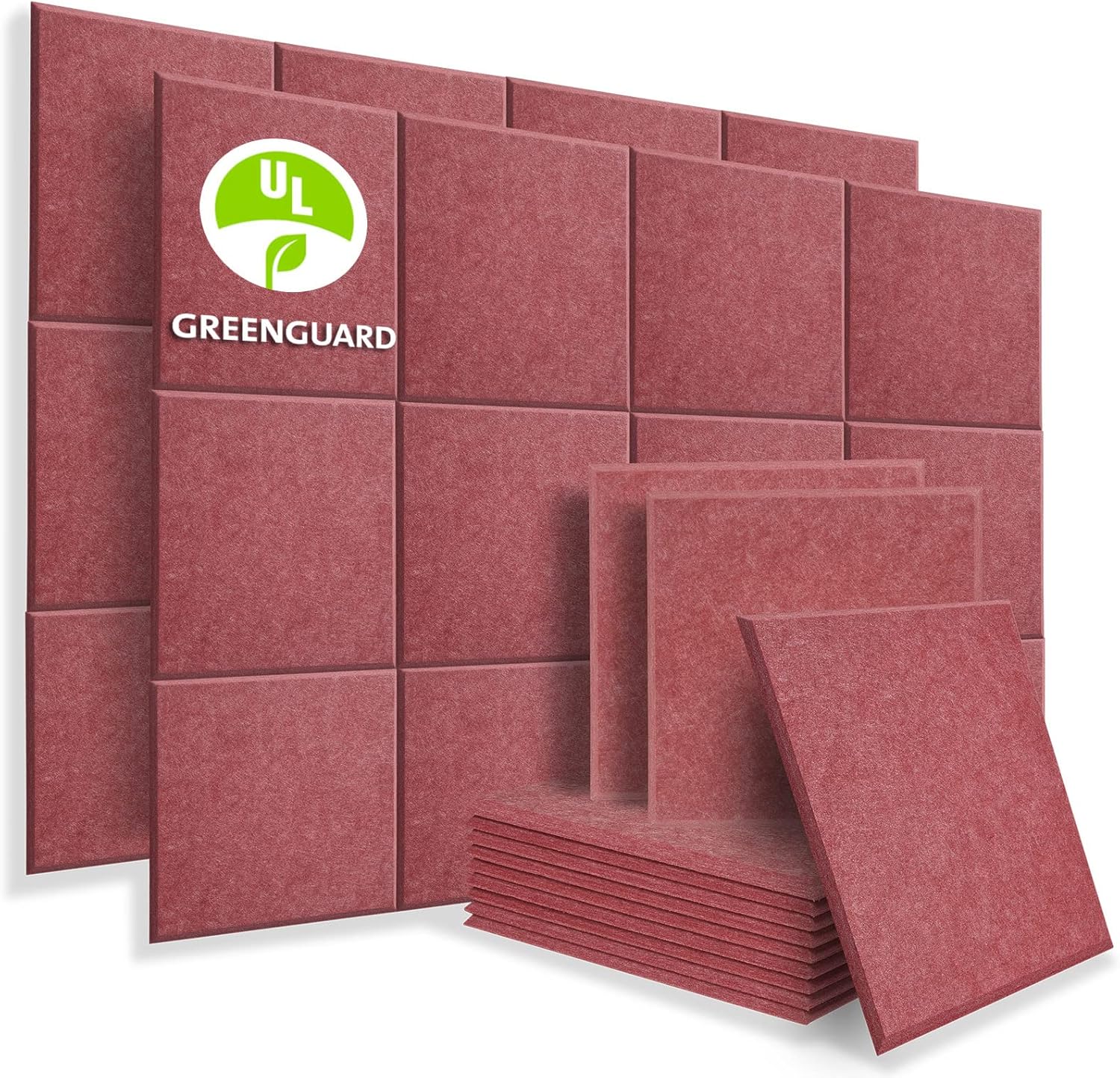 BUBOS 12 Pack Acoustic Panels Sound Proof Padding,12 X 12 X 0.4 Inches Sound Dampening Panels Bevled Edge Sound Panels, Used in Wall Decoration and Acoustic Treatment,Brown Pack of 2