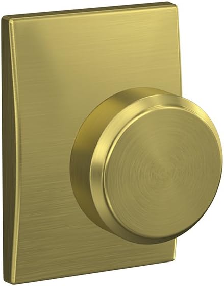 SCHLAGE Custom FC21 BWE 608 KIN Bowery Knob with Kinsler Trim Hall-Closet and Bed-Bath Lock, Satin Brass Pack of 2