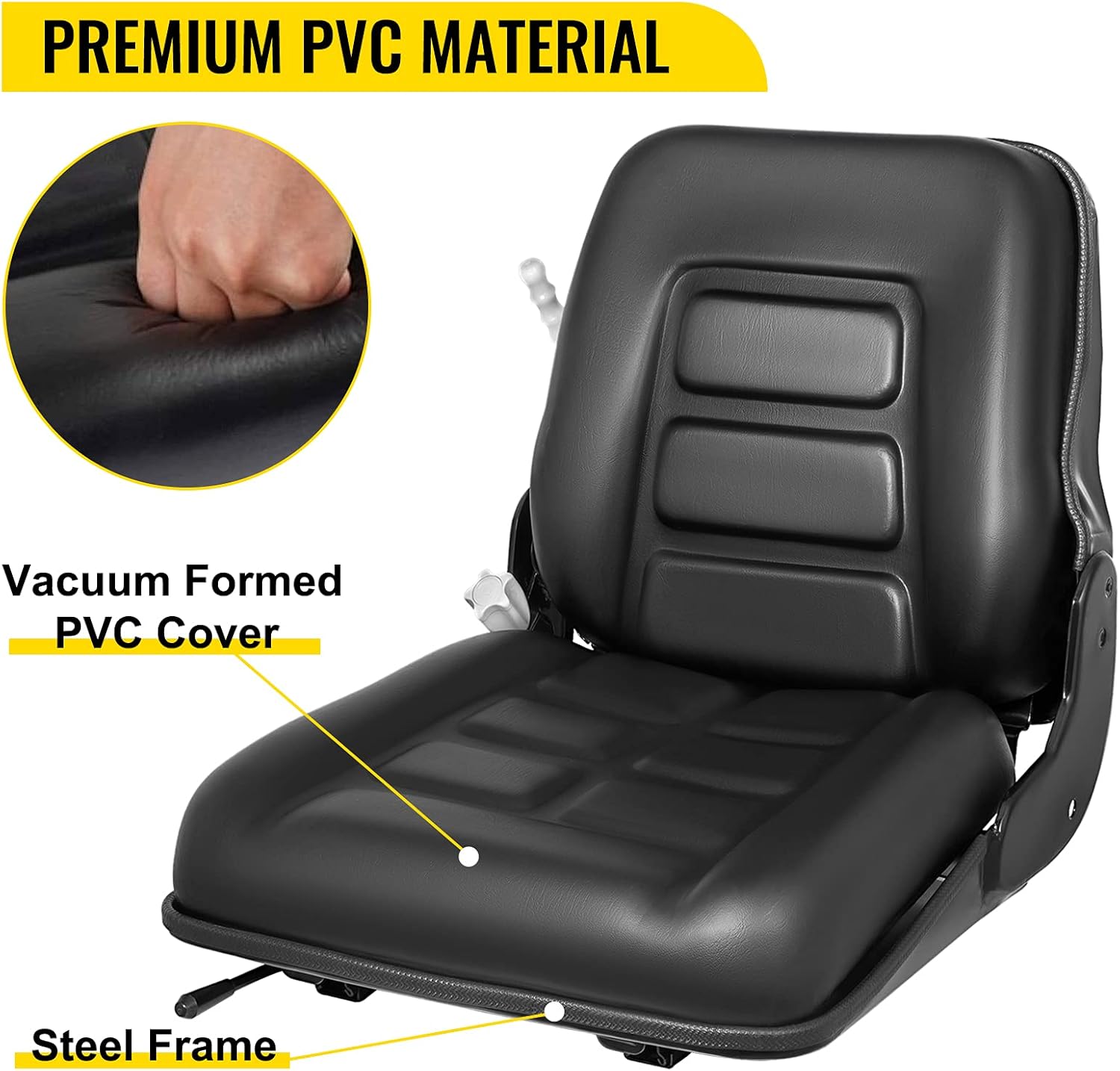 VEVOR Black PVC Tractor Seat,Universal Forklift Seat,6