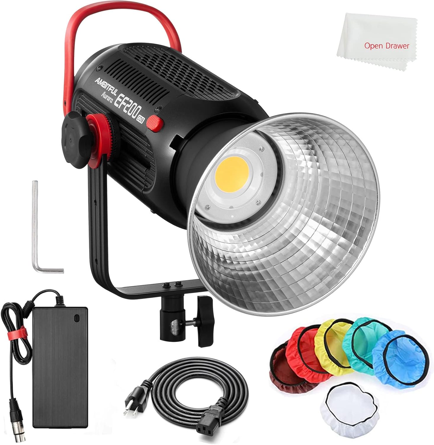 AMBITFUL EF200 Silent LED Video Light, 200W 5600K Daylight Balanced Led Video Light, 5 FX Effects, Bowens Mount with App Support