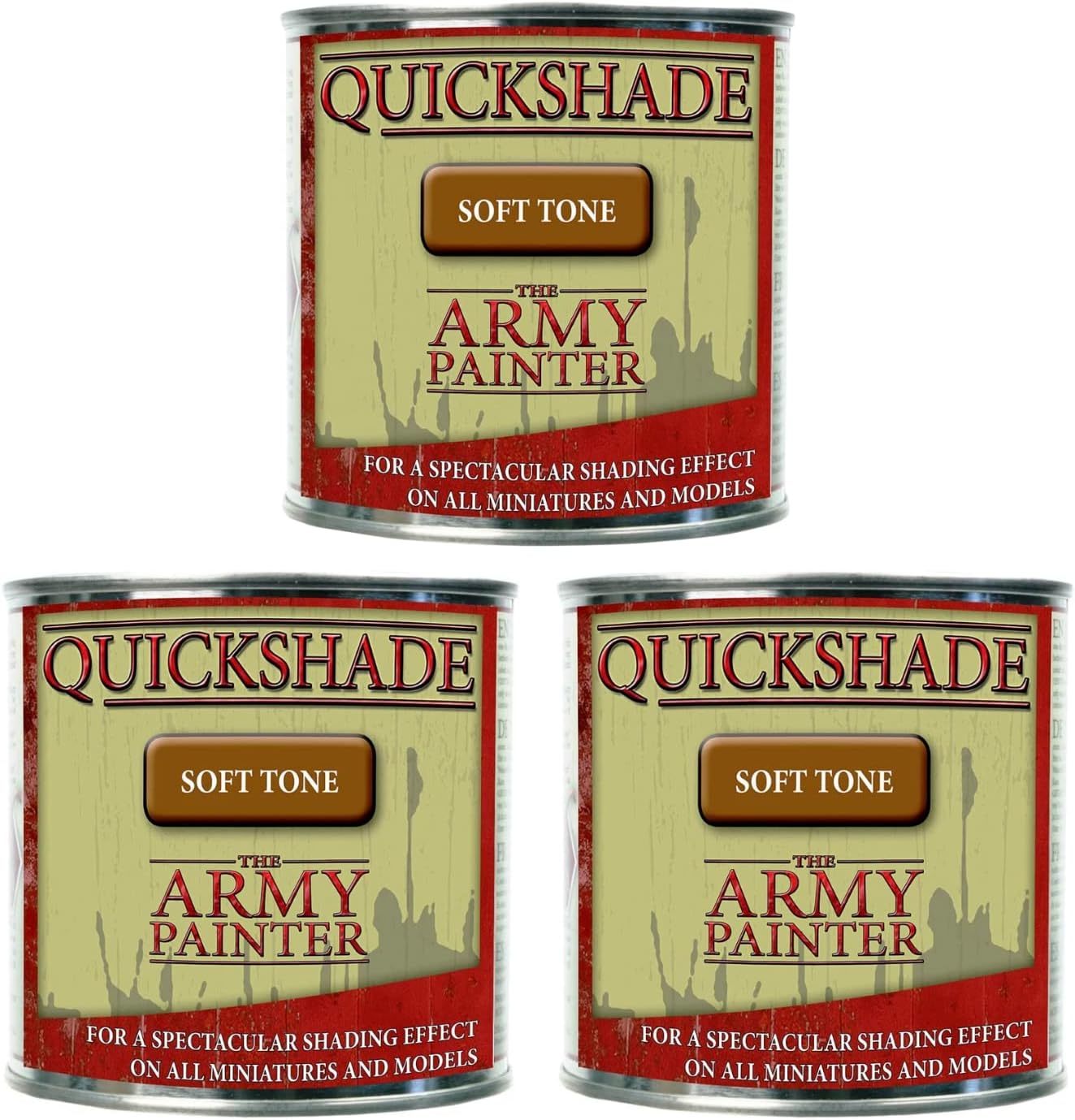 The Army Painter 3 pcs Quickshade Varnish Set for Miniature Painting - Soft Tone Model Paint Quickshade- Top Coat Finish Acrylic Varnish for Acrylic Model Paint, Pot/Can, 250 ml, Approximately 8.45 oz Pack of 2