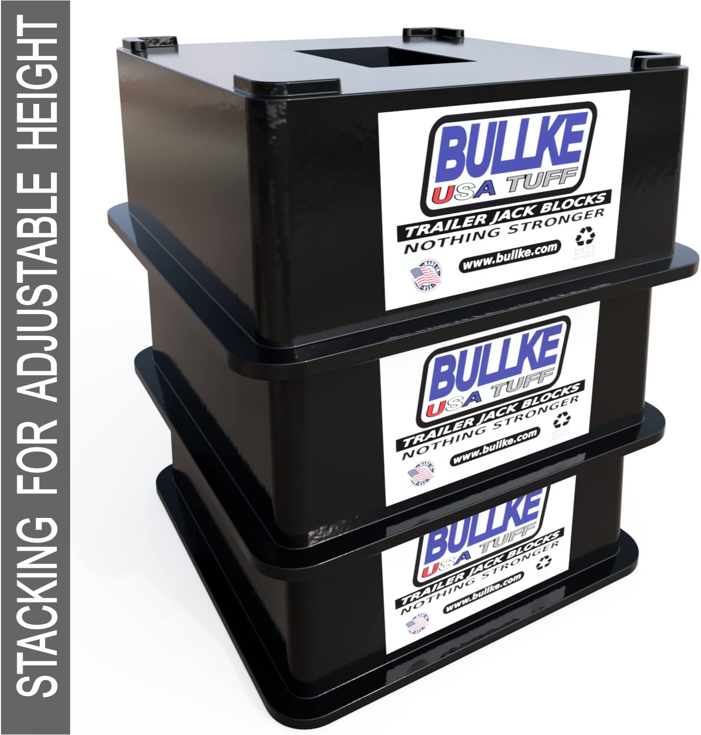 4 Pack BULLKE Trailer Jack Block Stand 12,000 lbs Capacity Trailer & RV Stabilizing Pads | Strongest Blocks for RV 5th Wheel Camper, Post, Foot, Tongue Jack, or Stabilizer Round, Square Pad Leveler