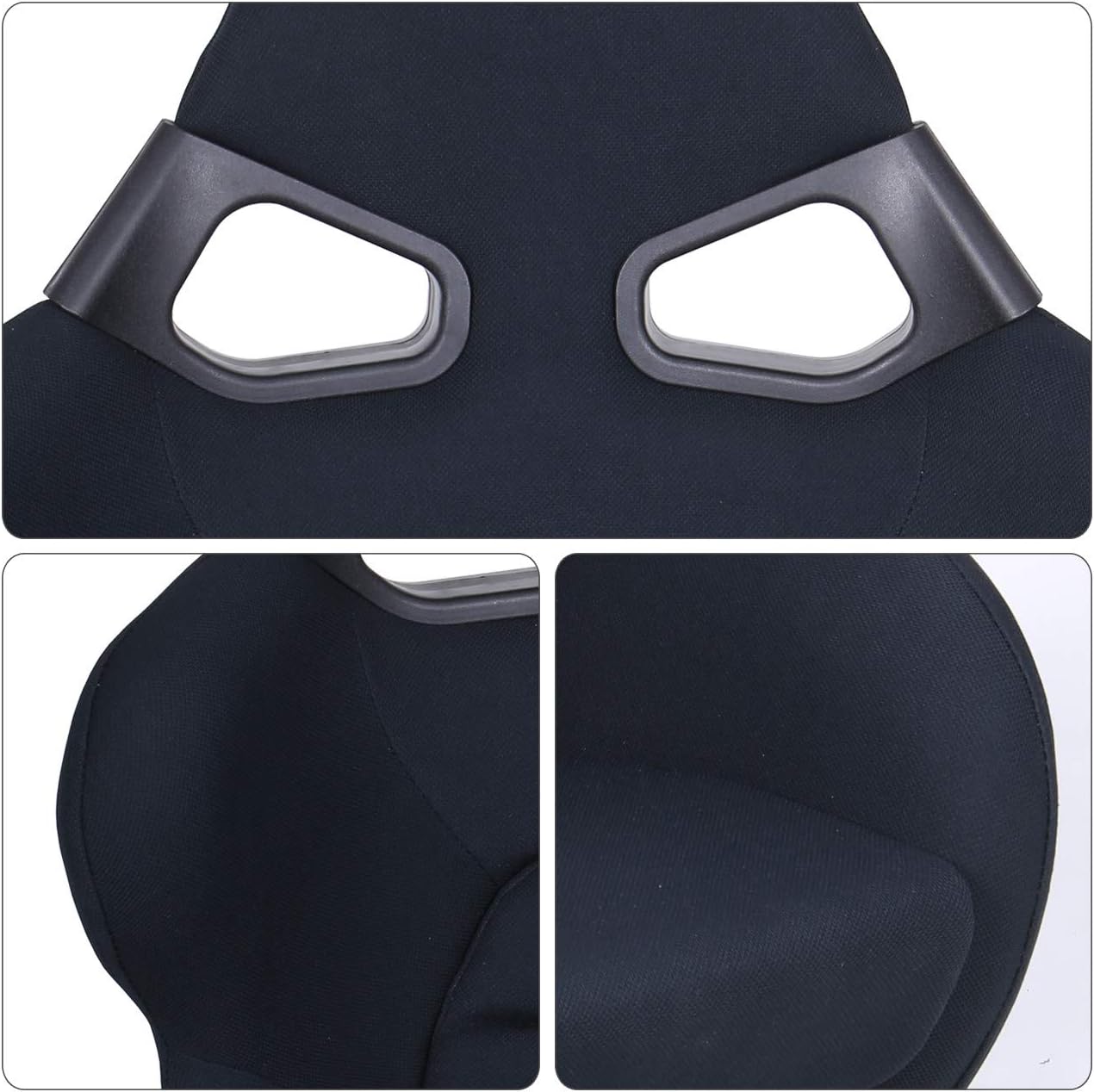 AJP Distributors 2x Black Racing Bucket Safety Seat Universal Comfort Fully Reclinable Compatible/Replacement For Universal Upgrade Replacement Performance Race Track Drag Drift