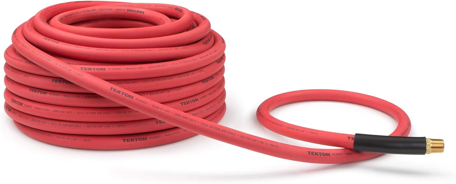 TEKTON 1/2 Inch I.D. x 100 Foot Rubber Air Hose (250 PSI) | 46368