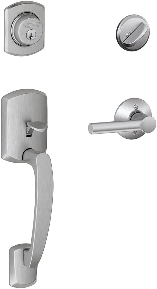 SCHLAGE Greenwich Single Cylinder Handleset and Broadway Lever, Matte Black (F60 GRW 622 BRW GRW)