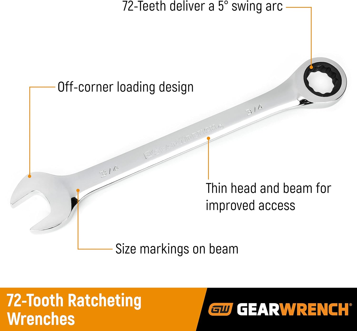 GEARWRENCH 12 Pt. Ratcheting Combination Wrench, 15/16