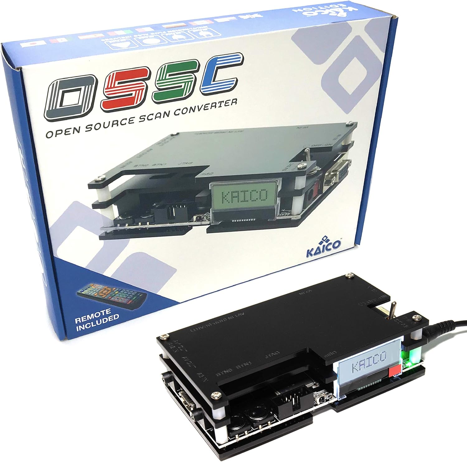 Kaico Edition OSSC Open Source Scan Converter 1.6 with SCART, Component and VGA to HDMI for Retro Gaming. Line Multiplier upscaler Perfect for Zero lag RGB Retro Gaming