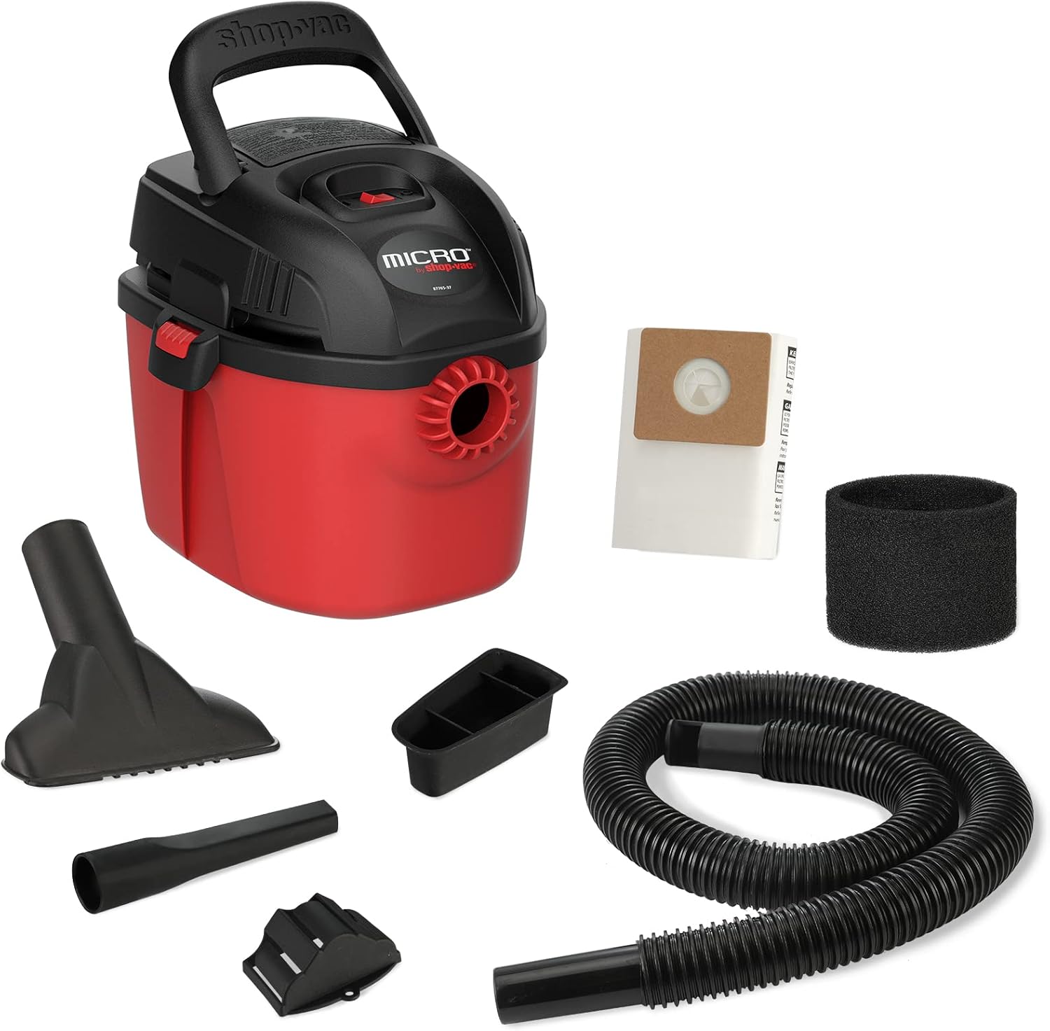 Shop-Vac Micro Wet/Dry Vac, Portable 1 Gallon 1.0 Peak Shop Vacuum with Collapsible Handle and Wall Bracket, 2021000 Pack of 2