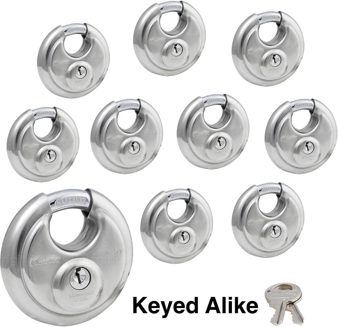 Master Lock - (4) Keyed Alike Stainless Steel Trailer and Multi Purpose Padlocks 40KA-4 Pack of 2