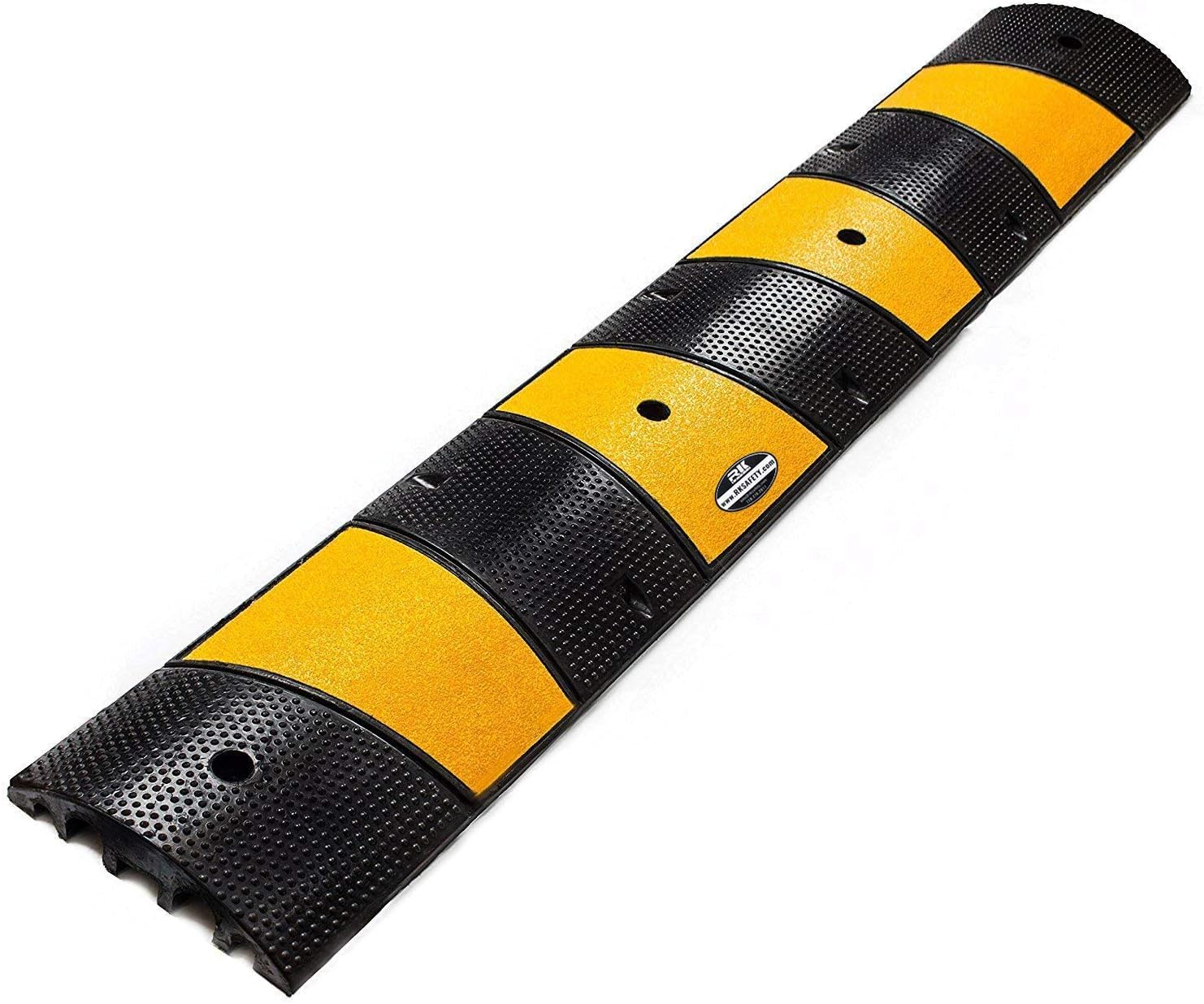 RK-SPBP6 Modular Rubber 6ft Speed Bump Hump & RK-Spike M10 Steel Spike for Speed Bump/Wheel Stop on Asphalt (1 Speed Hump, 4 Spikes)