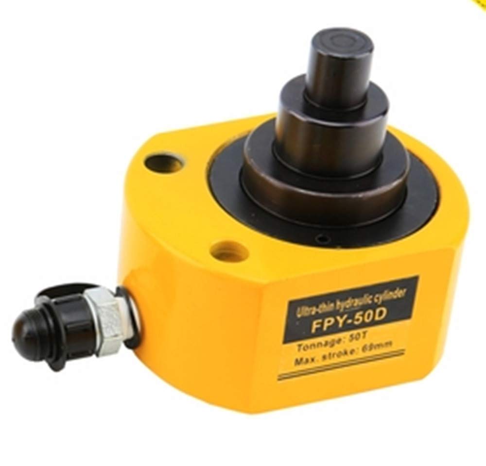 NEWTRY 50 ton Low Profile Hydraulic Ram Jack Multi-Section Stoke 65mm(2.56inch) Mini Protable Hydraulic Cylinder Industrial Super Thin Lifting Jack, not for Car (50T)